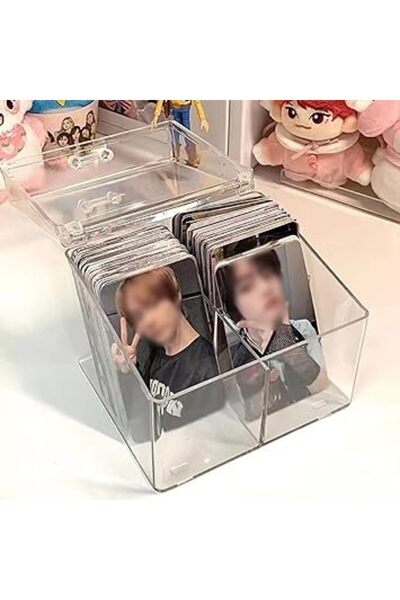 The Bros صندوق تخزين بطاقات الصور - منظم شفاف ذو شبكتين لمجموعة بطاقات الصور ...