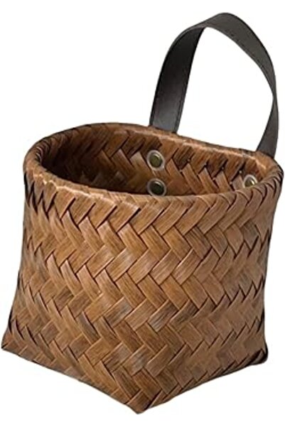 The Bros سلة تخزين جدارية منسوجة يدويًا، مصنوعة من الروطان الصناعي، منظم ديكوري صغير الحجم للمداخل