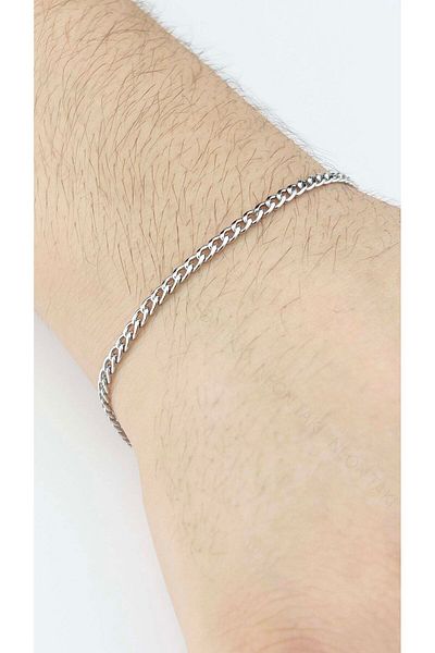 Neon Takı by Atalay Sensitivity Tag and Men's Chain Bracelet 497, Silver Color