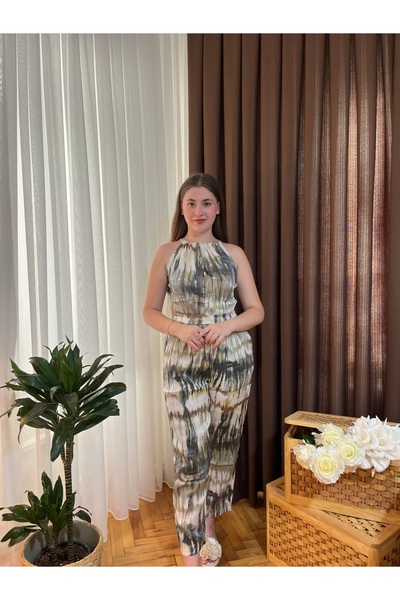 Whomaza Halter Yaka Bağlamalı Sırt Detaylı Tulum