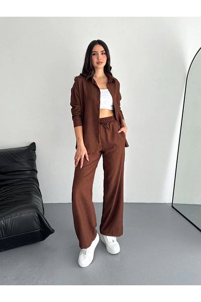 SuQ Shirt Pants Double Set - Brown