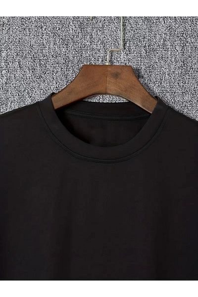 SuQ 20/1 Combed Compack I Tried to Warn You. Printed Oversize Crew Neck T-Shirt - Black