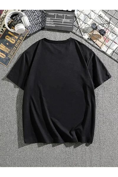 SuQ Men's Mountain Graphic T-Shirt, Large Size Casual T-Shirt for Summer - Black