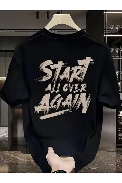 SuQ 20/1 compack start all over printed oversize bicycle collar short sleeve t-shirt - black