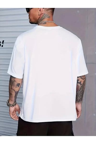 SuQ Stylish Plus Size Men's T-Shirt with Unique Print Design - Comfortable Polyester, Machine Washable, Round