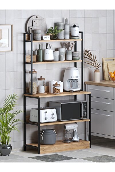 EGEMEV EGEM EV Mutfak Standı Bazalı 5 Raflı Kahve Köşesi Mutfak Rafı Mutfak Bangosu Çok amaclı dolap