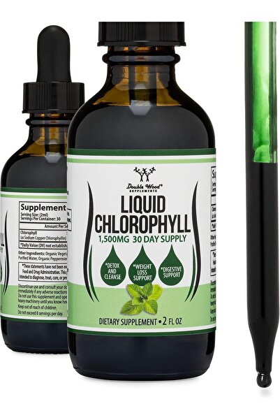 Double Wood Supplements قطرات الكلوروفيل السائلة - بنكهة النعناع، طبيعية ونبا...