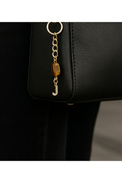 Han Ticarethane Breloc cu ochi de tigru cu litera J de culoare aurie