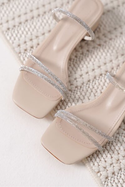 Zerenyus Emma Premium Women's Thick Heeled Beige Slippers