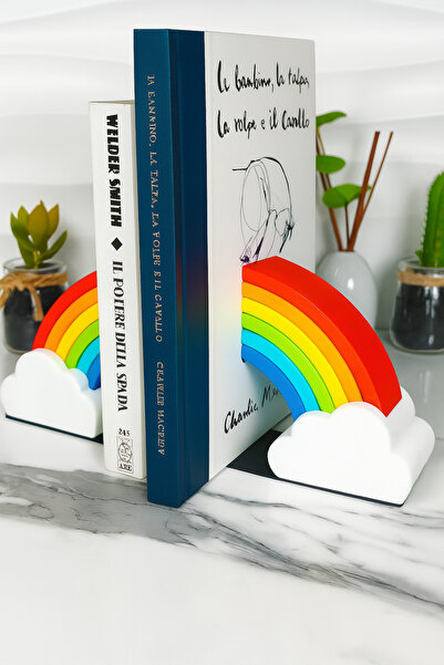 edoy Dekoratif Gökkuşağı Kitap Ayıracı Biblo – Modern Minimal Ev Aksesuarı He...
