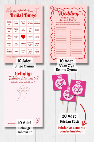 Metranya Bekarlığa Veda Partisi Kart Seti 50 Adet Oyun Kartı Bride To Be Soru...