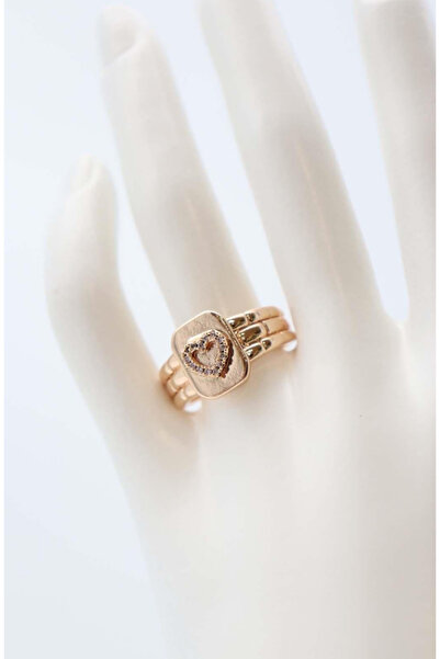 AS AFŞAR SELCAN خاتم نسائي من الفولاذ بحجر الزركون على شكل قلب