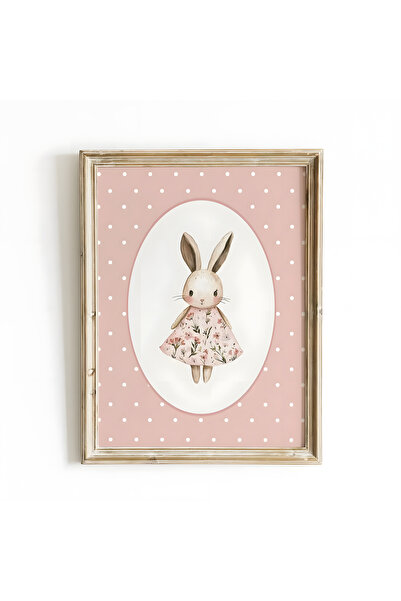 Home 3'lü Vintage Tavşanlı Çocuk Odası Posteri, Çocuk Odası Tablosu, Çerçevesiz Poster seti, 3 Adet