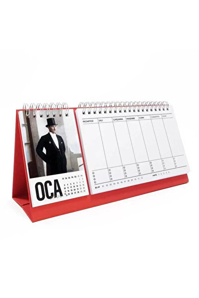 bi'aldım 2026 Atatürk Takvimi Haftalık Planlayıcı Masa Takvimi Kırmızı