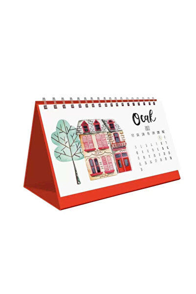 bi'aldım 2026 Takvimi Sevimli Evler Tasarımlı 2026 Masa Takvimi