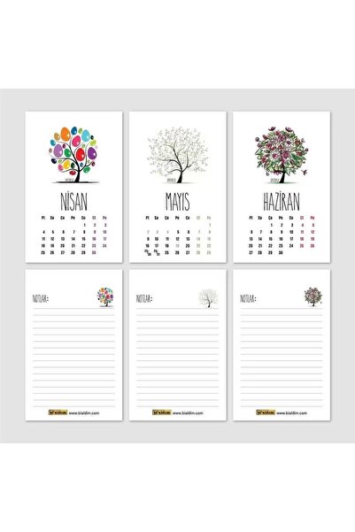 bi'aldım Dört Mevsim Agaç Takvim Haftalık Planlayıcı 2026 Masa Takvimi Siyah