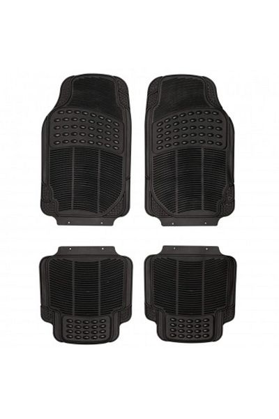 CARPLUS CLEANİNG Covorașe auto universale, 4 bucăți de cauciuc gros (5mm), negre, CarPlus