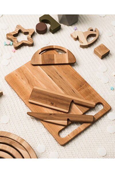 inwood سكين وقاطع أطفال آمن من الخشب ومجموعة 4 قطع