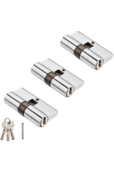 Lawazim مجموعة من 3 أسطوانات قفل باب 60 مم - قلب أمان فولاذي مع 3 مفاتيح، سهل...