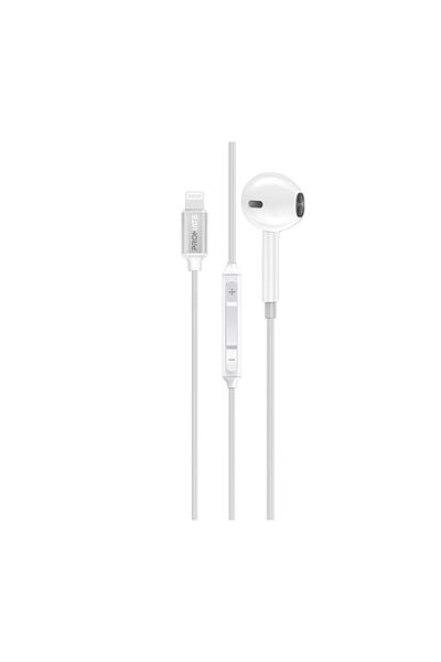 Promate ergonomic in-ear wired mono earphone with lightning connector fabric braided cable