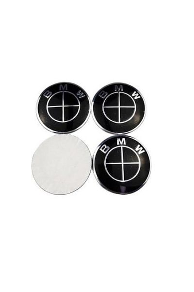 BLACK Set 4 autocolante BMW din aluminiu 56mm pentru jante din aliaj