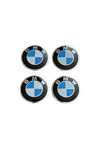 MAF Set 4 embleme autocolante BMW alb albastru aluminiu adeziv 56mm pentru capace de jante