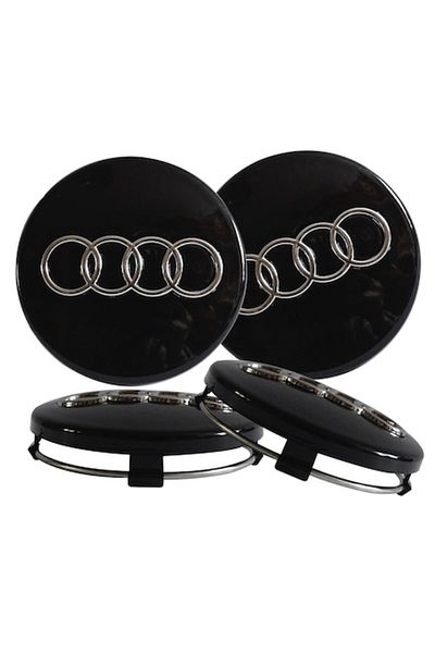 Audi Set 4 capace pentru jante din aliaj, 60 mm, negre, cromate