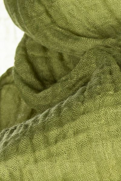 FLEUR SOİE Dama Pattern Pistachio Green Muslin Shal