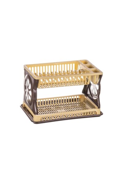 OEM Scurgator de Vase Etajat Ratan SULTAN, Plastic, Maro, 44x30x27cm