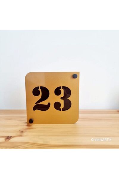 CreativArt Placi semnalizare moderne Creativ Art – numar de casa auriu 23