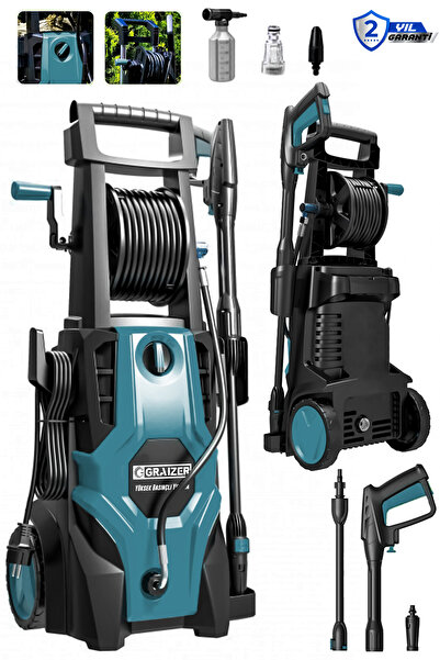 Graizer GR-M-180 Çelik Şanzuman Musluk Ve Kovadan Çekme Yüksek Basınçlı Bahçe Oto Yıkama Makinesi