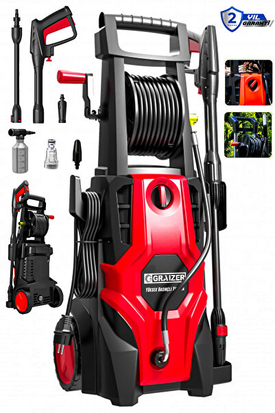 Graizer GR-K-180 Çelik Şanzuman Musluk Ve Kovadan Çekme Yüksek Basınçlı Bahçe Oto Yıkama Makinesi