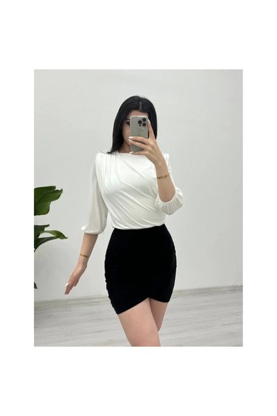 Omarı SMK Shop Blouse Sendy مع بذلة داخلية وكتف مبطن - أبيض