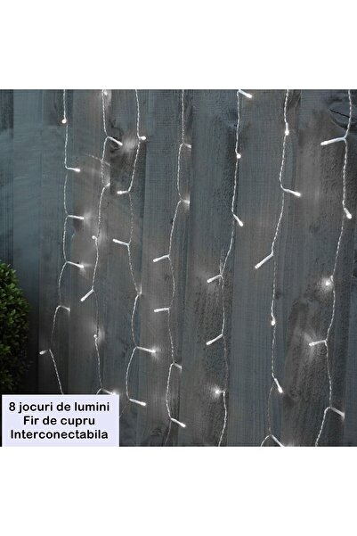 YOTO Christmas Curtain Lights, 3m x 2m, 240 LEDs, 1.5m Extension, 8 Modes, Interconnectable, Cool Wh