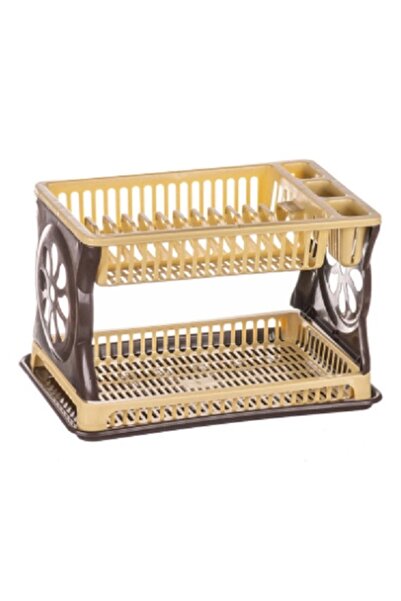 OEM Scurgator de Vase Etajat Ratan SULTAN, Plastic, Maro, 44x30x27cm