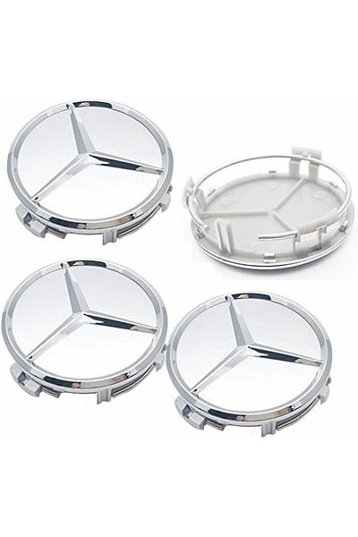 MERCEDES Set 4 capace roti, 75mm Mercedes, pentru jante din aluminiu, gri, star