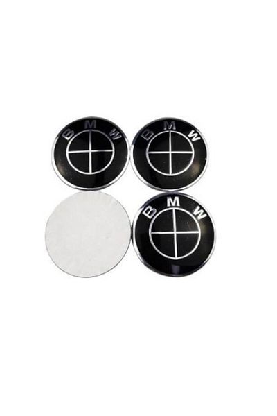 BLACK Set 4 autocolante BMW din aluminiu 56mm pentru jante din aliaj