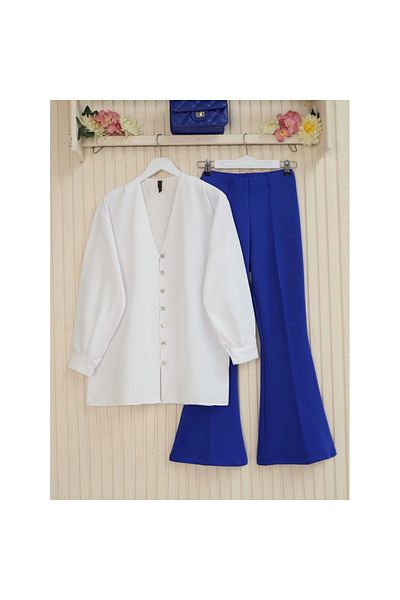 SMK Shop Flared elastic waist l Stretch Fabric pants -saks