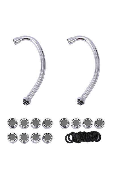 Lawazim 2-Piece Curved Kitchen Faucet with 12-Piece Aerator Set -Anti-Rust, Leak-Proof, Easy Install