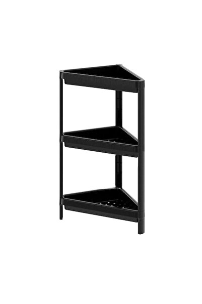 Nova Home Raft de depozitare, pentru bucatarie, baie sau birou, culoare Negru, Triunghi, 3 polite