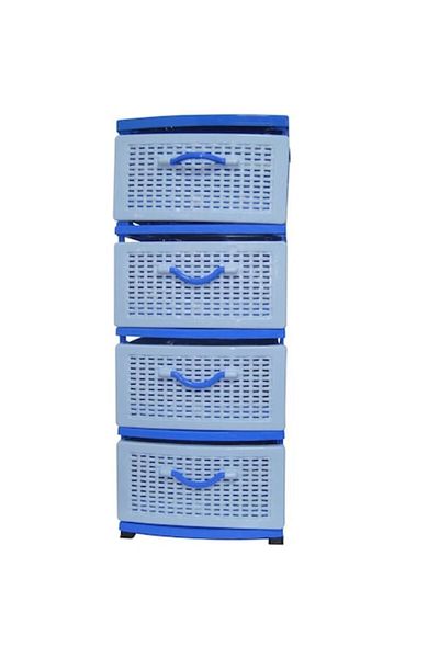 OEM Dulap de depozitare din plastic, ratan, tip Sterk, albastru, 38x45x90cm, Regal Trade