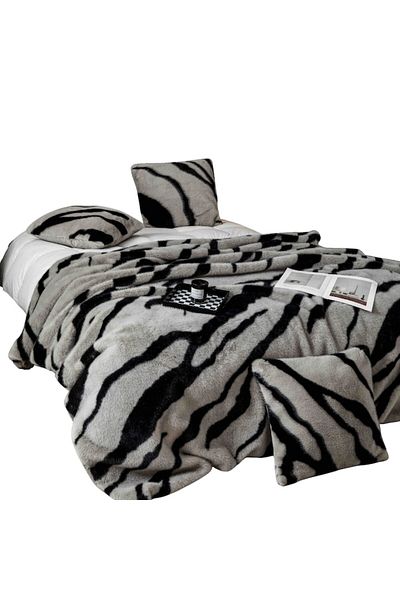 OEM Set de Lux Din Blana Artificiala de Nurca, Cu Fermoar, MS STAR, Hipoalergenic, Patura 200 x 230 cm +