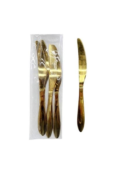 wei Set 6 Gold Stainless Steel Table Knives