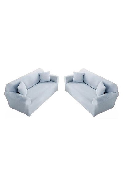 OEM Set 2 Huse cu elastica pentru canapea din Catifea, Uni, 130x180cm M-2 locuri, MS STAR@, BLEU