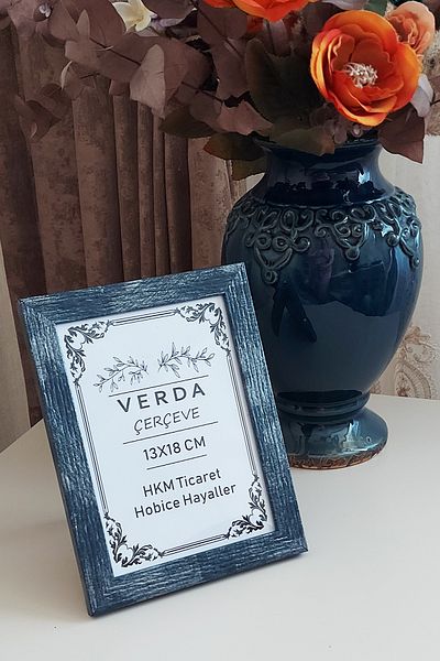 Verda Çerçeve Κορνίζα 13x18 cm! Διακοσμητικό πλαίσιο επιφάνειας εργασίας με γυαλί PVC με ξύλινα πόδια!