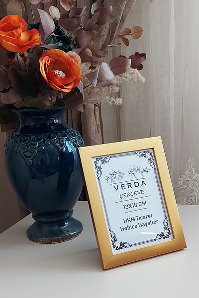 Verda Çerçeve Κορνίζα 13x18 cm! Διακοσμητικό πλαίσιο επιφάνειας εργασίας με γυαλί PVC με ξύλινα πόδια!
