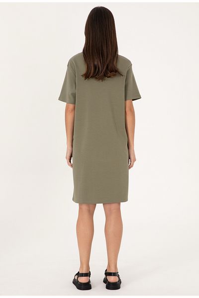 U.S. Polo Assn. Women's Dark Khaki Crew Neck Mini Length Knitted Dress Dmk.2185006.Pean.