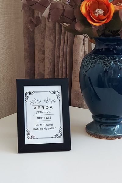 Verda Çerçeve Κορνίζα 10x15 cm! Διακοσμητικό πλαίσιο επιφάνειας εργασίας με γυαλί PVC με ξύλινα πόδια!