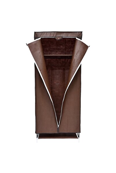 OEM Dulap textil pentru haine cu suport și rafturi 60x45x150cm WD001/Maro