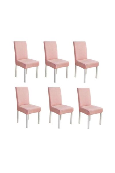 OEM Set 6 huse universale pentru scaune, poliester, imprimeu elegant, MS STAR, roz pudrat
